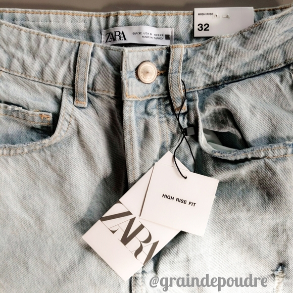 Zara Fringe Destroyed Ripped Denim Short 32 34 0 2 - Picture 6 of 7